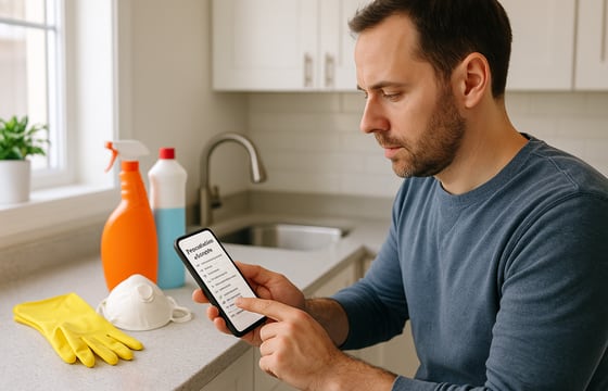 Checklist view showing cleanup, monitoring, and professional escalation actions